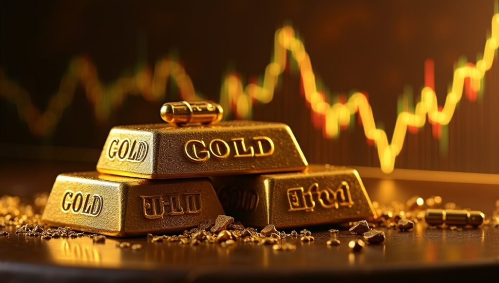 Flux Dev gambar harga GOLD yang turun dan anjlok dengan latar 0