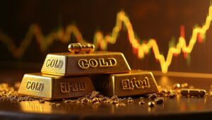 Flux Dev gambar harga GOLD yang turun dan anjlok dengan latar 0